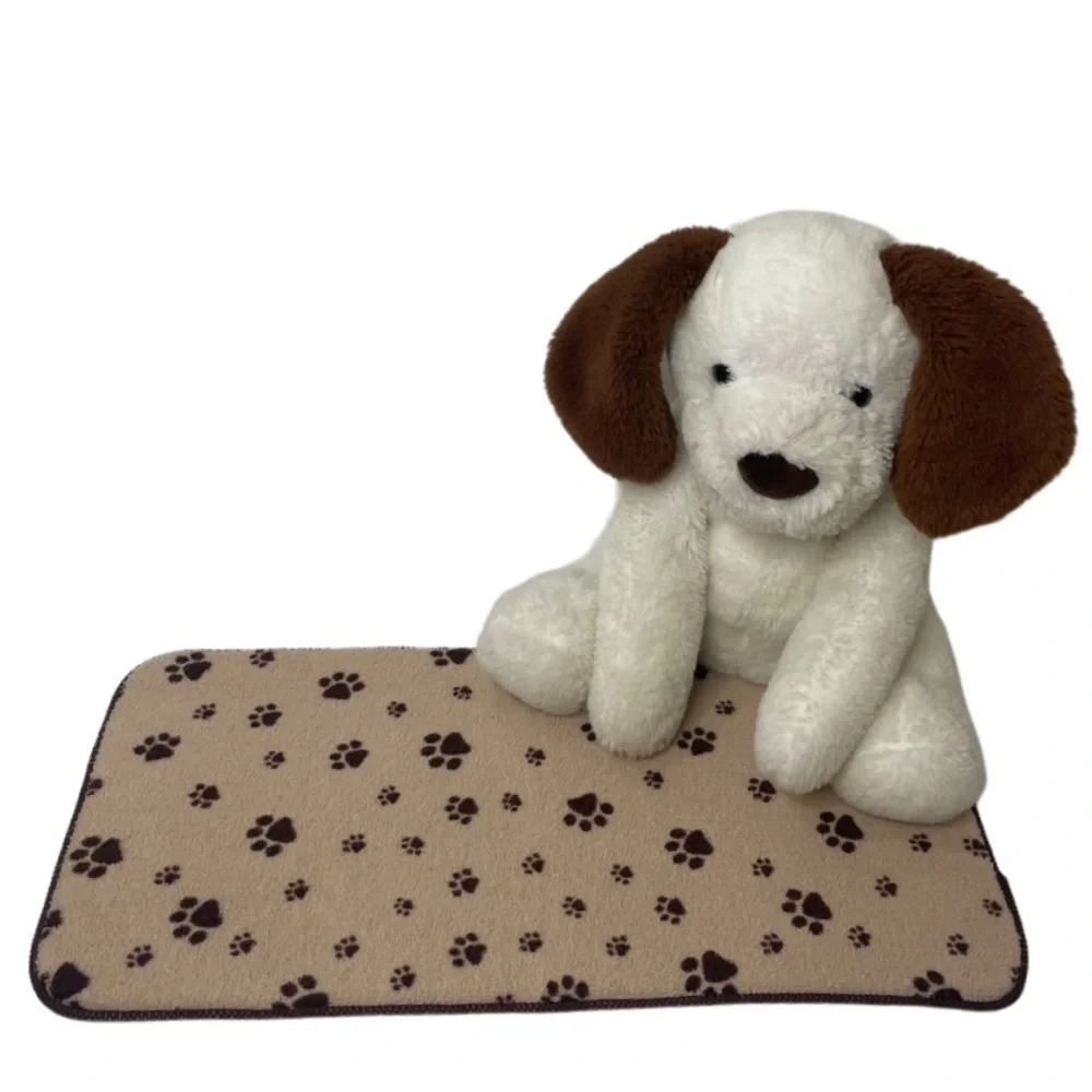 Animal Adventures White Plush Puppy Dog With Brown Ears & Pet Mat